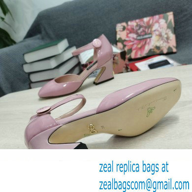 Dolce  &  Gabbana Heel 6.5cm/10.5cm Patent leather Mary Janes Light Pink with Geometric Heel 2022